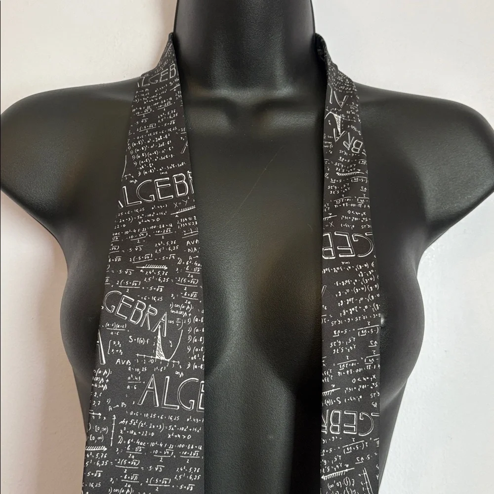 Three Rooker Algebra Allover Mathematics Black White Polyester Necktie Tie